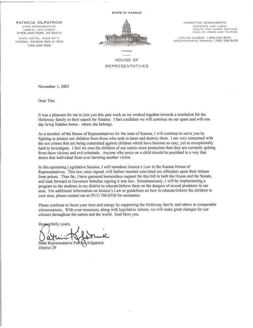 KS Representative Patricia Kilpatrick